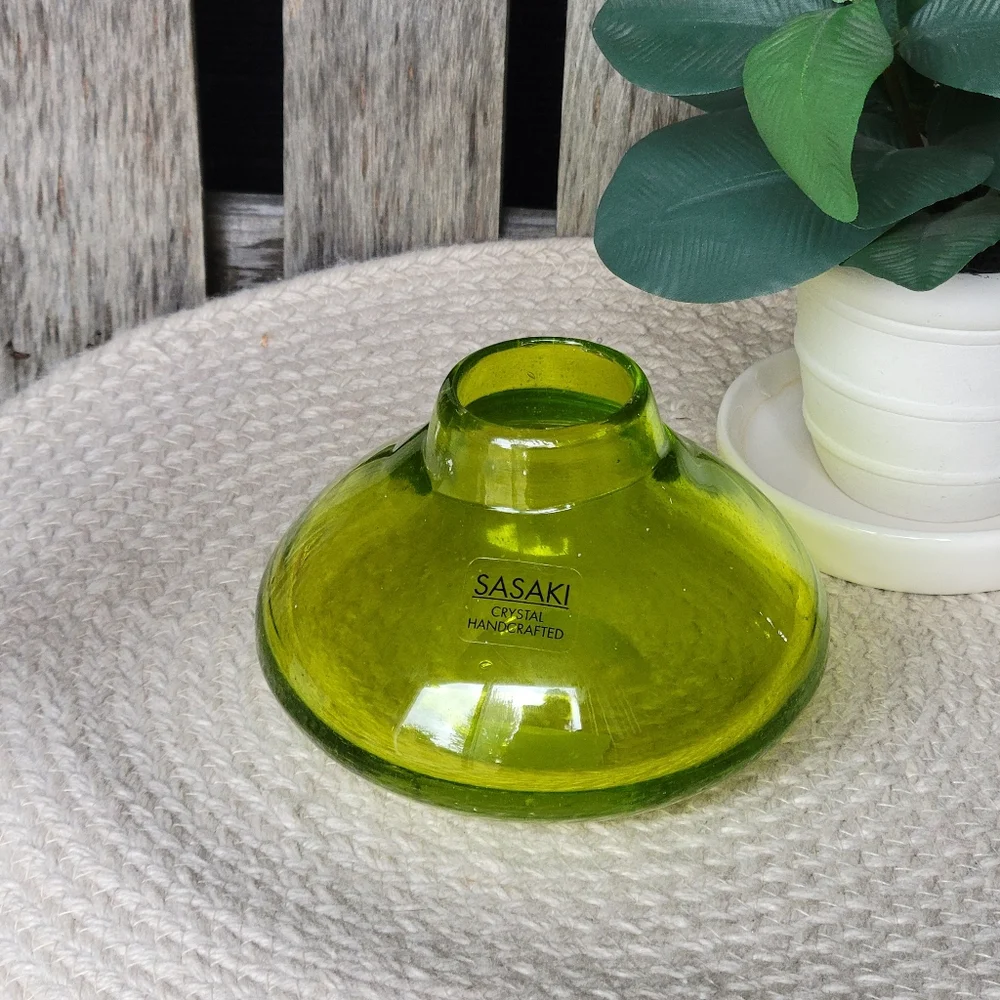 SASAKI crystal green handcrafted bud vase